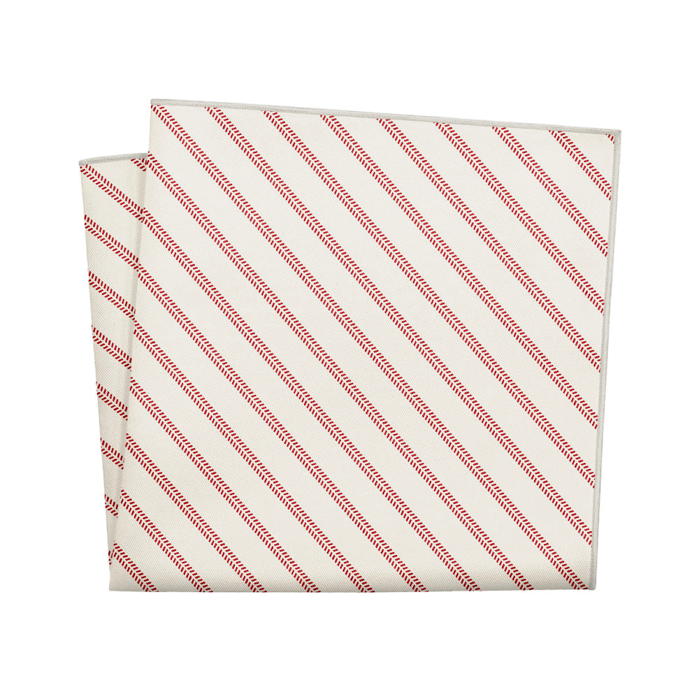 Baseball Stripe Pocket Square - 12" Square - Knotty Tie Co.
